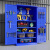 波丽美重型车间工具柜多功能五金零件柜收纳储物柜 中一抽有网 蓝套白1800*1000*500 升级款