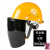 适用于气割工业头带安全帽可上翻头盔式防溅保护罩护具电焊防护面罩防烫約巢 D58-安全帽(黄色)+支架+黑色屏