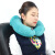 WELLHOUSE 棉绒充气U型枕护颈枕旅行4件套装眼罩耳塞收纳袋便携旅游睡眠飞机靠枕 蓝绿色
