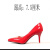 媛梦素高跟鞋大学生礼仪大学生男士低跟单鞋新款尖头细跟女 7.5cm 红色 35 建议 脚长230cm