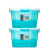 茶花收纳箱塑料整理箱玩具内衣透明储物箱大中小号收纳盒带盖车载箱 26.6L大号【蓝色1个】
