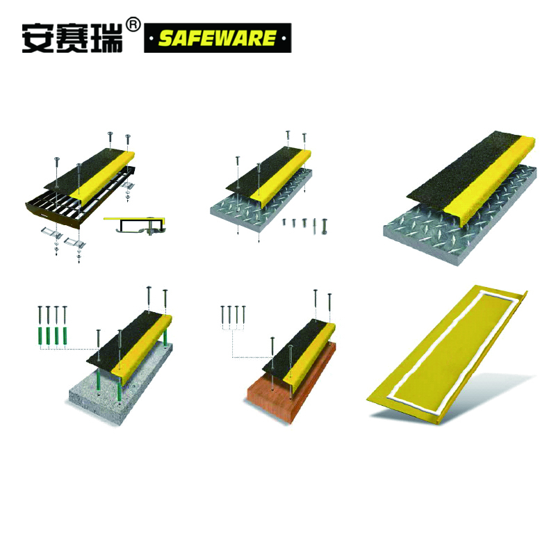 安赛瑞 楼梯防滑踏板 化工装置平台防滑板 露天台阶防滑板 609×150×25mm 12087