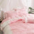 雨绵绵全棉床上四件套床裙床罩纯棉床上用品被套小碎花蕾丝花边公主风 浅浅-粉格子 1.5x2.0米床(被套200x230)
