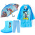 儿童雨衣雨鞋套装韩国幼儿园中大童男童雨裤小学生小男孩雨伞雨具 米奇雨衣雨鞋棉内胆雨伞4件 XL
