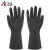 华特3502 防水防油手套 黑色双层乳胶 加厚 清洁洗涤 作业防护 劳保用品 2双 XL#（加大码）