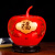 欢畅 景德镇陶瓷器红色苹果博古架电视柜摆件家居客厅装饰品摆件 红底带盖描金牡丹苹果 大号 摆件