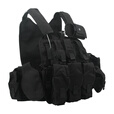 战术兵 黑色多功能战术背心一体式钢丝快拆执勤巡逻防D衣训练防护装备 黑色重型背心 均码
