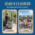 襄睿柴火灶农村家用灶移动铁锅炖灶台桌柴火鸡多功能烧柴火锅台带桌子 1.8米圆桌60锅+转盘