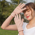 李绅棉手套女夏季薄款防晒开车防滑露指触屏骑电动车漏二指干活用骑行 棉质双手翻盖-水粉 均码