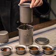 必唯（BOUNDLESS VOYAGE）纯钛户外旅行茶具套装鹰嘴泡茶器双层茶杯防烫便携功夫茶露营煮茶 茶壶+40ml茶杯3个