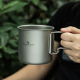 必唯纯钛户外折叠水杯单层加热露营组合杯子便携式泡茶杯大容量 350ML Ti3058D