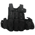 战术兵 黑色多功能战术背心一体式钢丝快拆执勤巡逻防D衣训练防护装备 黑色重型背心 均码