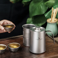 必唯纯钛户外茶具套装旅行便携带滤网露营泡茶壶功夫茶快客杯 Ti3116D 茶壶+30ml茶杯*5