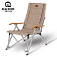 Guide Series户外露营铝合金折叠便携椅野营休闲午休躺椅四挡调节钓椅沙滩躺椅 012折叠椅--墨绿加厚(网纱/实布)