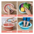 洁丽雅（Grace）可折叠洗脸盆家用大小号学生宿舍洗衣盆便携式旅行塑料盆毕业季 特大号蓝白色【挂钩1个】【偏小