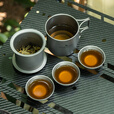 必唯纯钛户外折叠水杯单层加热露营组合杯子便携式泡茶杯大容量 350ML Ti3058D