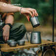 THOUS WINDS千风茶道茶具双层钛轻量旅行茶壶便携泡茶咖啡壶钛杯野营餐具套装 茶道双层钛茶具