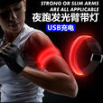立始夜跑灯两条装led发光臂带usb充电夜跑警示灯跑步夜光手臂灯反 一条装红色电池款
