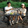 挪客Naturehike高荷玻纤桌户外便携户外露营折叠桌野餐烧烤桌子 黯木黑