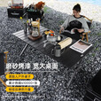 原始人户外折叠桌子便携蛋卷桌露营装备全套折叠野餐桌椅野炊便携野营桌 中号磨砂黑【超强支撑 加粗管径】