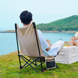 原始人躺椅户外折叠椅露营椅子便携式月亮椅办公室午休沙滩椅钓鱼 卡其【三档可调 坐躺两用椅】