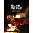 原始人户外露营阻燃隔热防烫手套牛皮加厚耐磨耐高温长款野炊手套 浅棕色