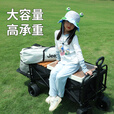 JEEP吉普露营车户外可折叠手推野餐营地超大拖车拉杆摆摊小推车 绿咖色+桌板