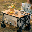 骆驼露营车折叠桌板户外露营置物板摆摊推车桌面碳钢高承重 木纹色 174BJ36623