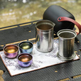 必唯（BOUNDLESS VOYAGE）纯钛户外旅行茶具套装双层防烫茶杯露营鹰嘴泡茶器便携功夫茶 Ti3133D 300ml茶壶+茶杯30ml*3