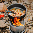 糜岚户外柴火炉不锈钢便携式折叠分体炉子野外野餐炉具露营野炊烧水炉 含收纳袋