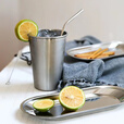 鹿险家户外水杯不锈钢杯便携露营杯耐高 304不锈钢杯-350ml-4个装+收纳袋