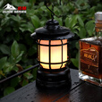 安纬格户外营地露营灯烛光帐篷灯野营led氛围灯复古马灯营地照明长续航 露营灯（烛光/暖白） 曜石黑
