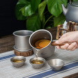 必唯纯钛户外旅行茶具套装公道杯380ml单层可煮茶露营泡茶器便携茶壶 Ti3141D 380ML公道杯