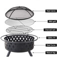 小型篝火晚会大火盆户外烧烤炉庭院木炭取暖炉烤火炉柴火炉木柴篝火盆晋范 美款