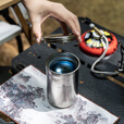 必唯（BOUNDLESS VOYAGE）纯钛户外旅行茶具套装双层防烫茶杯露营鹰嘴泡茶器便携功夫茶 Ti3133D 300ml茶壶+茶杯30ml*3