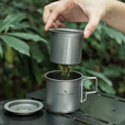 必唯纯钛户外折叠水杯单层加热露营组合杯子便携式泡茶杯大容量 350ML Ti3058D