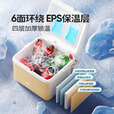 原始人保温箱冰块冷藏箱户外露营旅行车载冰桶商用摆摊钓鱼小型便携保温 卡其5L-配冰盒+冰袋*4