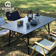 Guide Series户外腿部升降桌铝合金折叠桌野营休闲套装组合便携桌 步林山野084--木纹色折叠桌