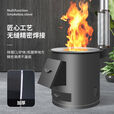 柴火灶家用烧木柴铁大锅台农村无烟取暖炉子移动新型节能便携庭院 30cm新黑圆桶+35cm烟管