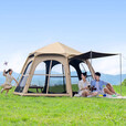 原始人帐篷户外折叠便携式野营过夜露营加厚防雨防晒黑胶装备全套 钛黑胶款加大号+防潮垫+野餐垫