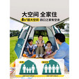 原始人帐篷户外便携式折叠野外露营野营装备野餐大全自动加厚防雨 【一门三窗】墨绿+防潮垫+门厅杆