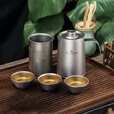 必唯纯钛户外茶具套装旅行便携带滤网露营泡茶壶功夫茶快客杯 Ti3116D 茶壶+30ml茶杯*5
