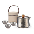 NatureHike挪客纯钛茶具套装户外茶具便携式泡茶器钛茶壶钛水杯双层隔热 冰晶银/礼盒装