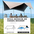 探险者黑胶天幕户外遮阳棚露营套装野营大号四杆穹顶防雨防晒遮阳棚 30㎡天幕+特大蛋卷桌椅七件+推车