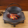 山力士老式碳火盆取暖器木炭取暖炉户外农村铁盆桌取暖烤火盆户外围炉煮 六边烤火盆【熟铁盆】