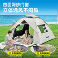 探险者帐篷户外折叠便捷式露营野营过夜自动黑胶沙滩室内 2-3人【黑胶加强防晒】两门两窗+