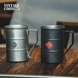 青芳日本户外复古磨砂黑化不锈钢咖啡杯 Black Vintage系列啤酒杯 400ML(Black Vintage系列)