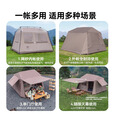 原始人户外黑胶帐篷天幕二合一便携式露营折叠屋脊野营过夜防暴雨装备 屋脊双层帐大全套-一车拉走
