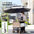 疆屿户外折叠露营车儿童可躺摆摊可升降桌野营野餐聚拢双层小推车 卡其轻途高碳钢车架双层牛津布