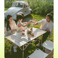 野徒者露营桌椅全套户外桌椅折叠椅野餐一桌四椅户外露营装备野炊蛋卷桌 120桌五件套【120桌+四椅】黑色 新款升级